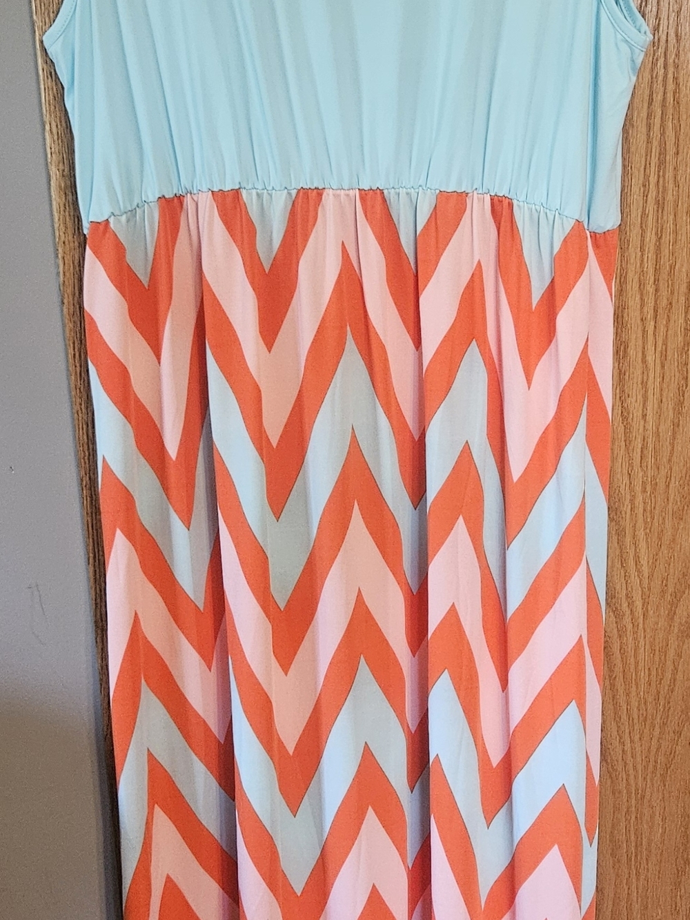 NWT Light Blue and Coral Chevron Maxi Skirt